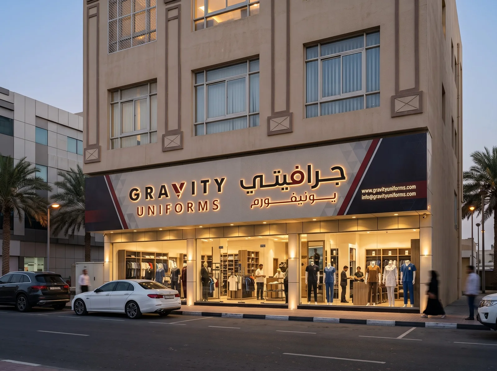 Gravity Uniforms showroom and workshop on Al Manama – Ras Al Khaimah Road, Al Uraibi, Ras Al Khaimah